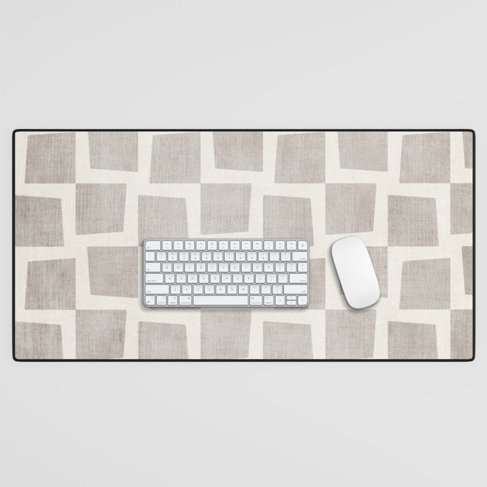 Minimalist Pattern Beige Ivory White Desk Mat Gallery Image 1