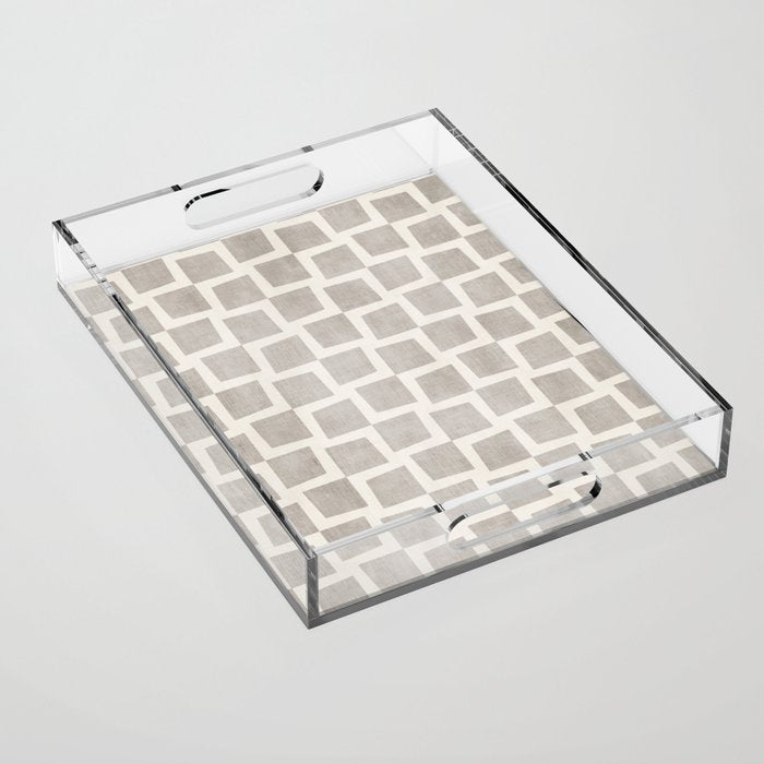 Minimalist Pattern Beige Ivory White Acrylic Tray Gallery Image 1