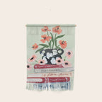 Still Life Art Print with Books and Flowers Wall Hanging Gallery Image 1