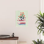 Still Life Art Print with Books and Flowers Poster Gallery Image 2