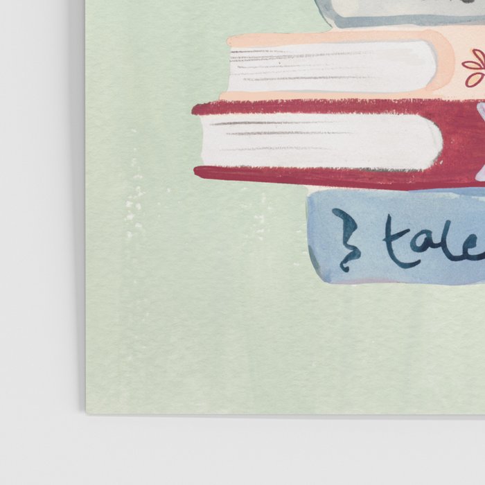Still Life Art Print with Books and Flowers Poster Gallery Image 3