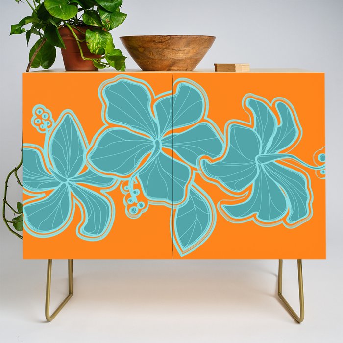 Kailua Hibiscus Hawaiian Engineered Floral Credenza Gallery Image 1