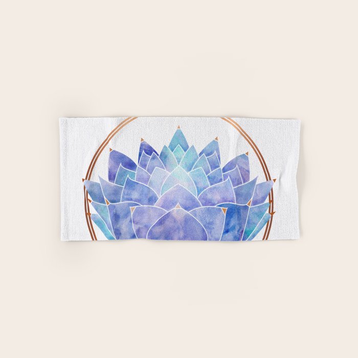 Violet Zen Lotus Flower Watercolor Bath Towel Gallery Image 1