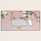 Butterflies and pear blossoms Desk Mat Gallery Image 1