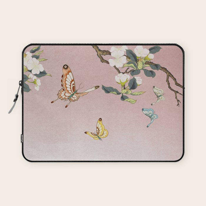 Butterflies and pear blossoms Laptop Sleeve Gallery Image 1