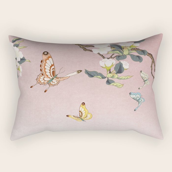 Butterflies and pear blossoms Rectangular Pillow Gallery Image 2