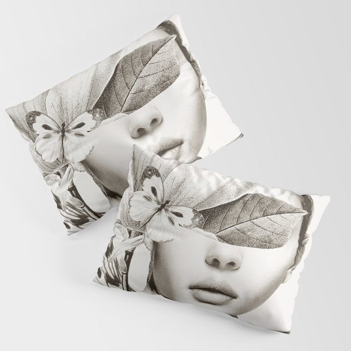 PORTRAIT /Woman with flower and butterflies Pillow Sham Gallery Image 1