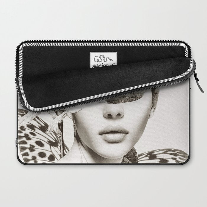 PORTRAIT /Woman with flower and butterflies Laptop Sleeve Gallery Image 2