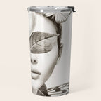 PORTRAIT /Woman with flower and butterflies Travel Mug Gallery Image 2