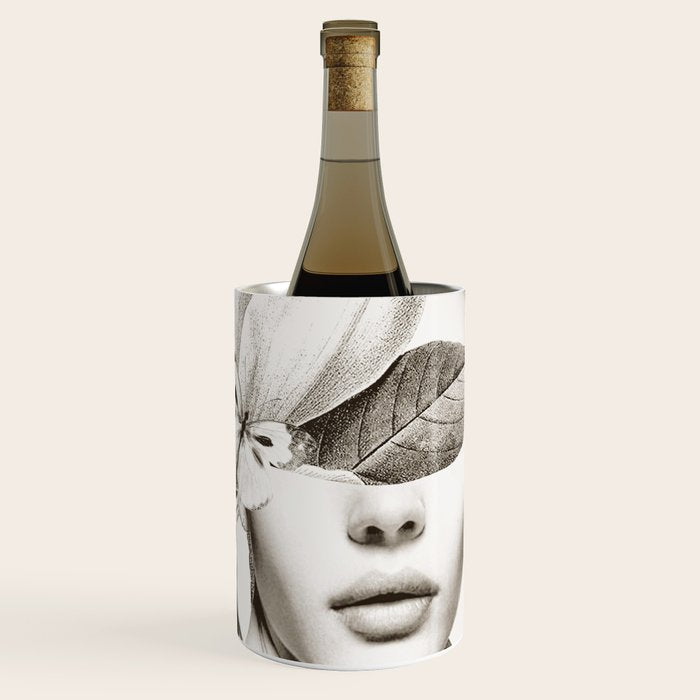 PORTRAIT /Woman with flower and butterflies Wine Chiller Gallery Image 1