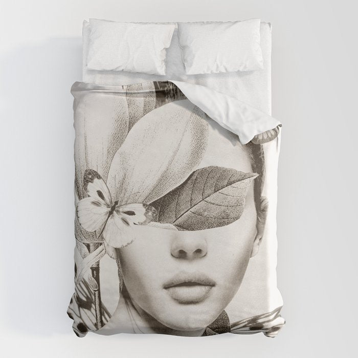 PORTRAIT /Woman with flower and butterflies Duvet Cover Gallery Image 6