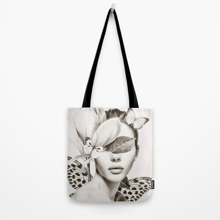 PORTRAIT /Woman with flower and butterflies Tote Bag Gallery Image 2