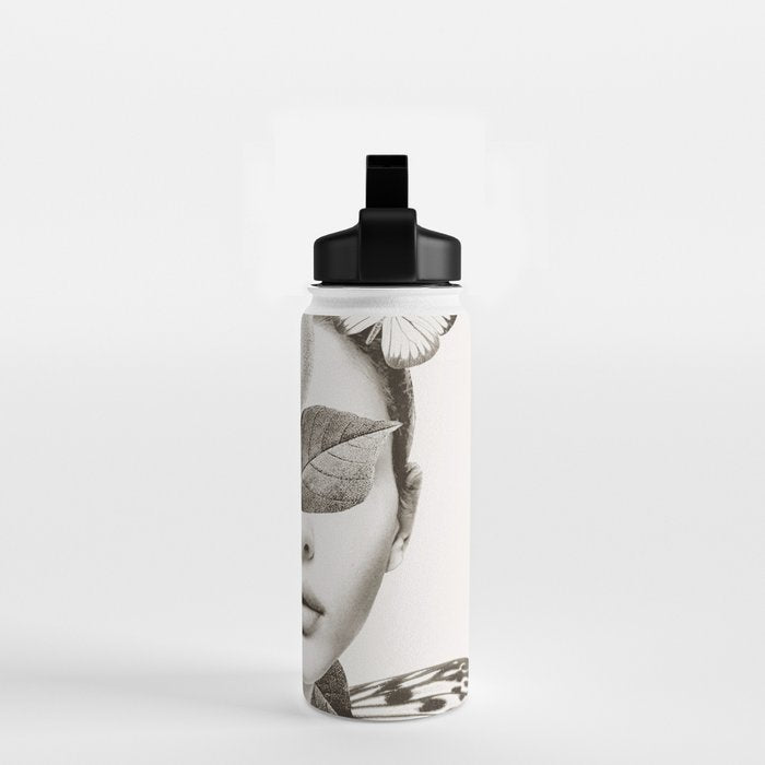 PORTRAIT /Woman with flower and butterflies Water Bottle Gallery Image 2