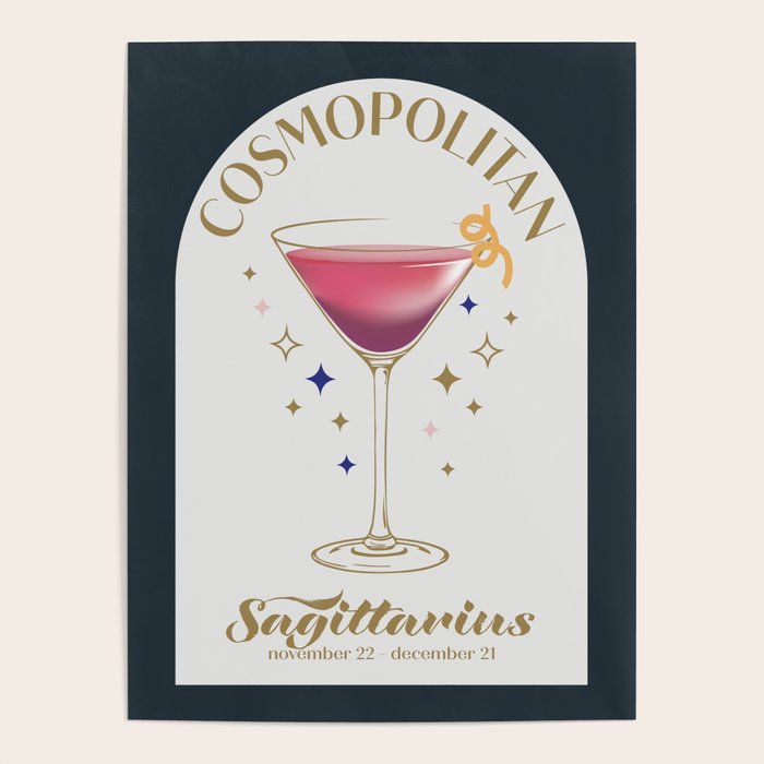 Cosmopolitan Cocktail Zodiac Sign Poster Gallery Image 4