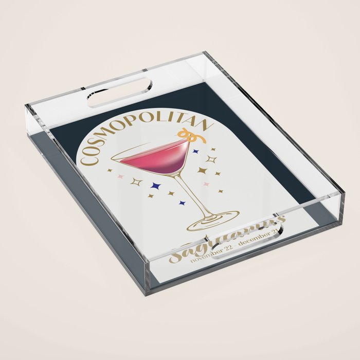 Cosmopolitan Cocktail Zodiac Sign Acrylic Tray Gallery Image 1