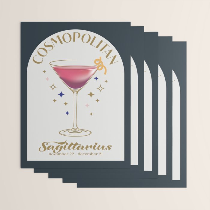 Cosmopolitan Cocktail Zodiac Sign Wrapping Paper Gallery Image 3