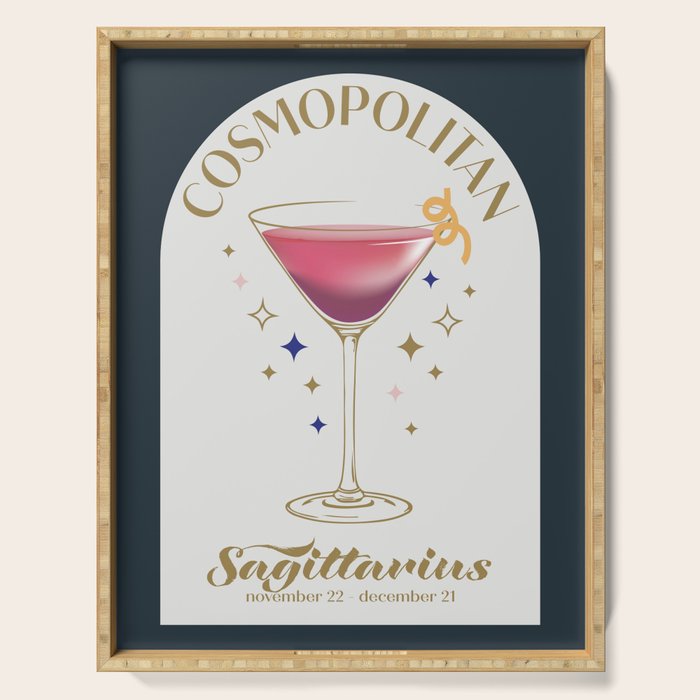 Cosmopolitan Cocktail Zodiac Sign Serving Tray Gallery Image 1