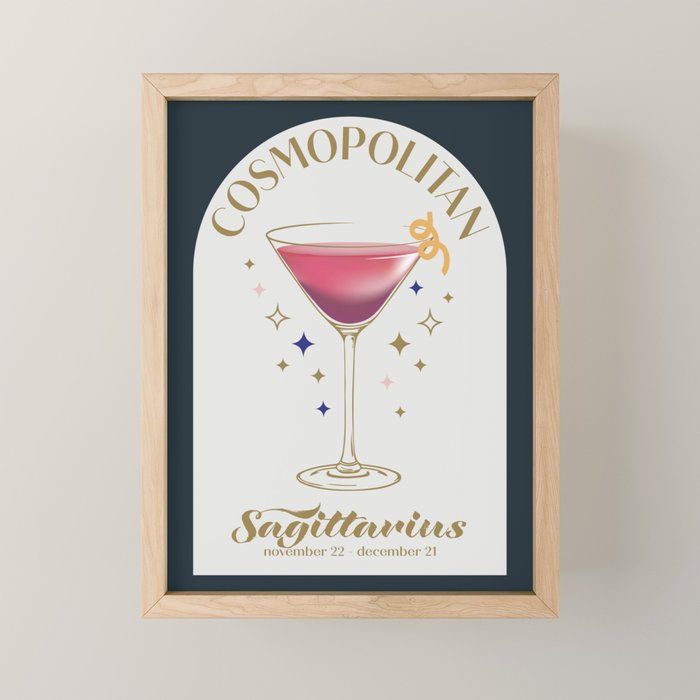 Cosmopolitan Cocktail Zodiac Sign Mini Art Print Gallery Image 1