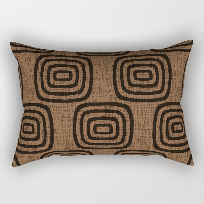 Mud Cloth Concentric Pattern 772 Black and Brown Rectangular Pillow Gallery Image 2