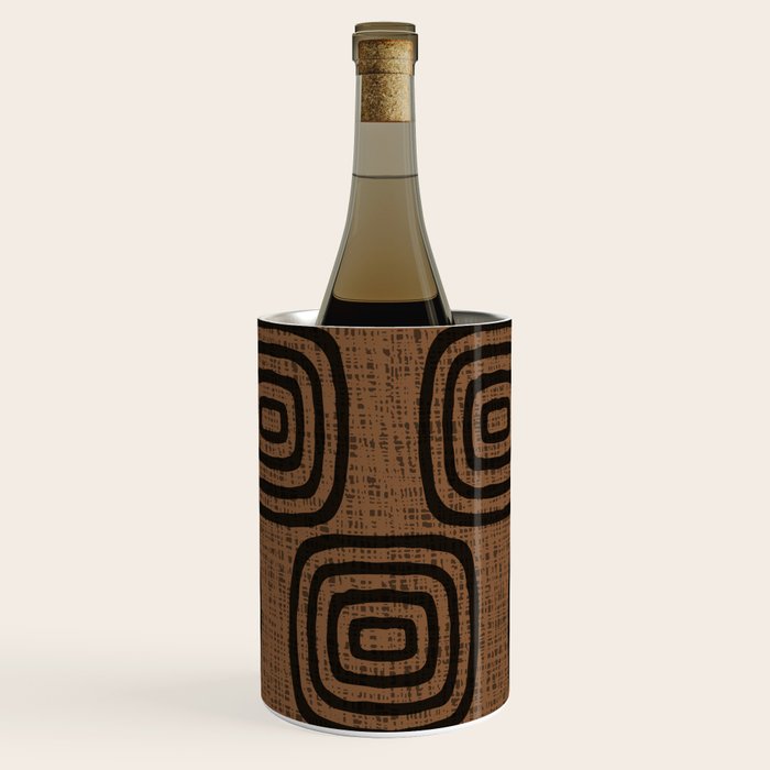 Mud Cloth Concentric Pattern 772 Black and Brown Wine Chiller Gallery Image 1
