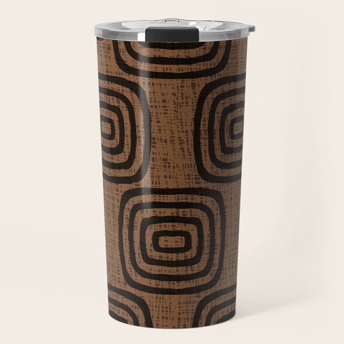 Mud Cloth Concentric Pattern 772 Black and Brown Travel Mug Gallery Image 1
