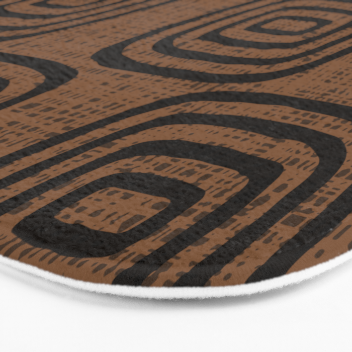 Mud Cloth Concentric Pattern 772 Black and Brown Bath Mat Gallery Image 3