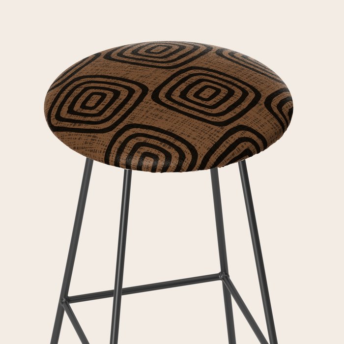 Mud Cloth Concentric Pattern 772 Black and Brown Stool Gallery Image 2