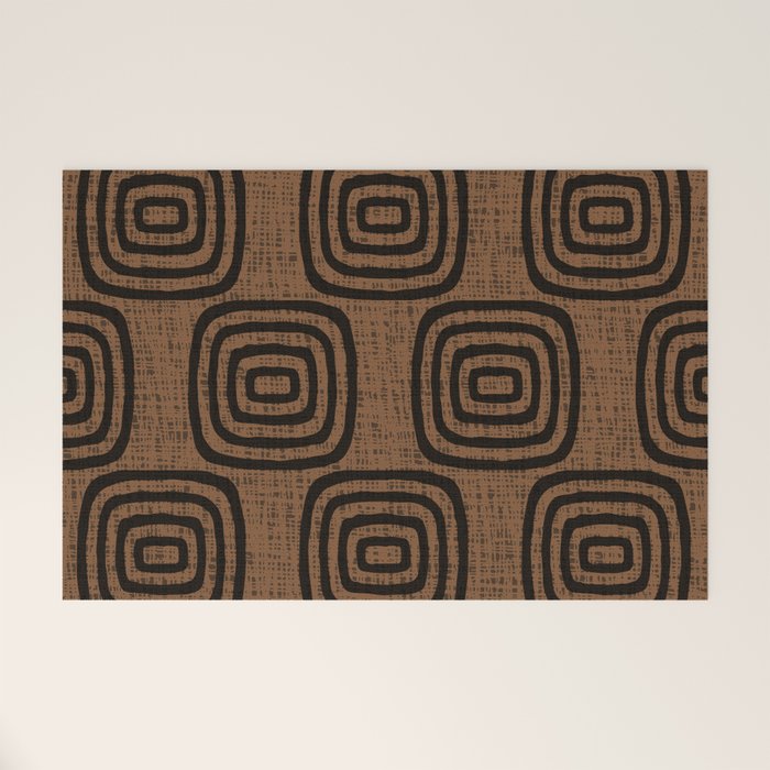 Mud Cloth Concentric Pattern 772 Black and Brown Welcome Mat Gallery Image 1