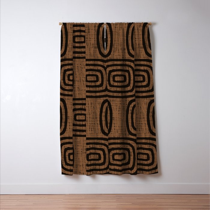 Mud Cloth Concentric Pattern 772 Black and Brown Window Curtain Gallery Image 3