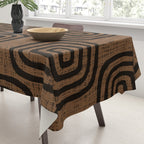 Mud Cloth Concentric Pattern 772 Black and Brown Tablecloth Gallery Image 3