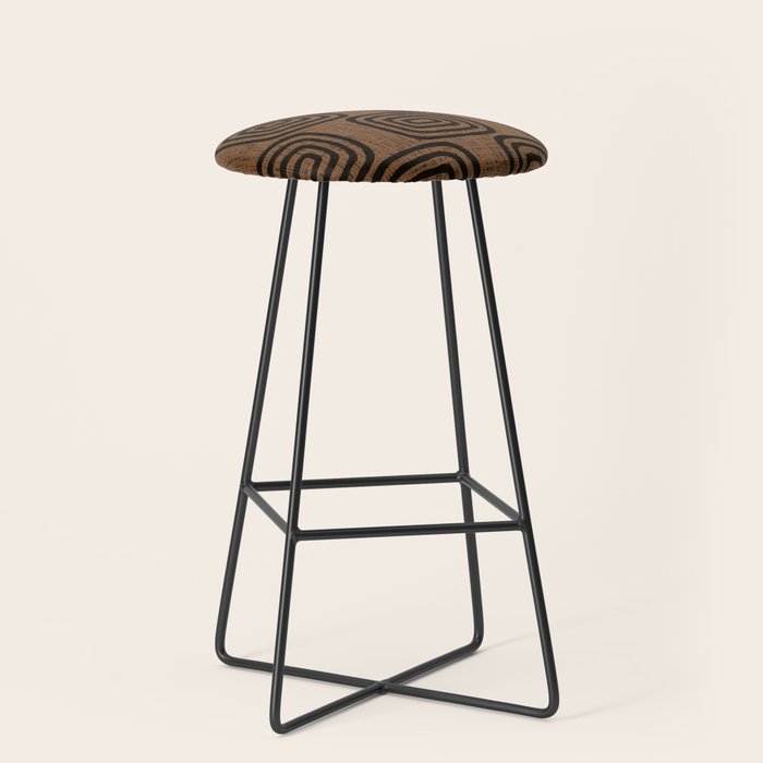 Mud Cloth Concentric Pattern 772 Black and Brown Stool Gallery Image 1