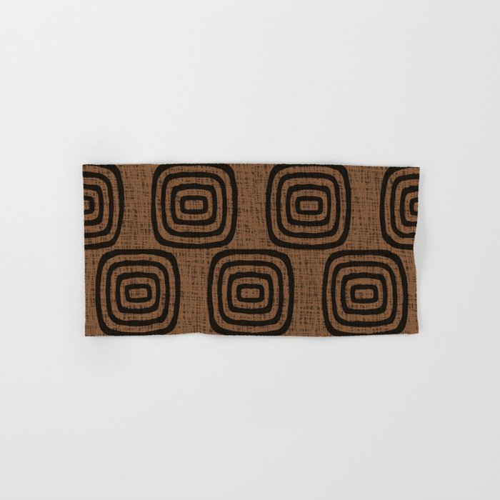 Mud Cloth Concentric Pattern 772 Black and Brown Bath Towel Gallery Image 1