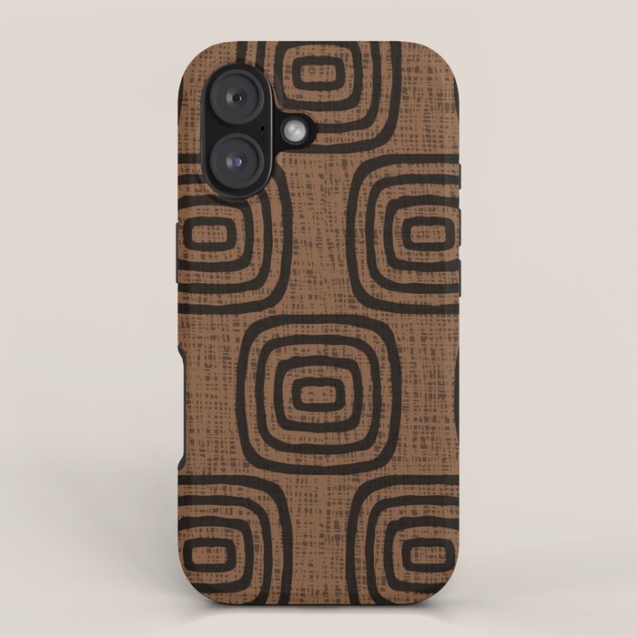 Mud Cloth Concentric Pattern 772 Black and Brown iPhone Case Gallery Image 1