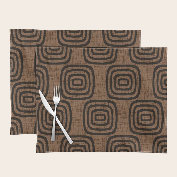 Mud Cloth Concentric Pattern 772 Black and Brown Placemat Gallery Image 1