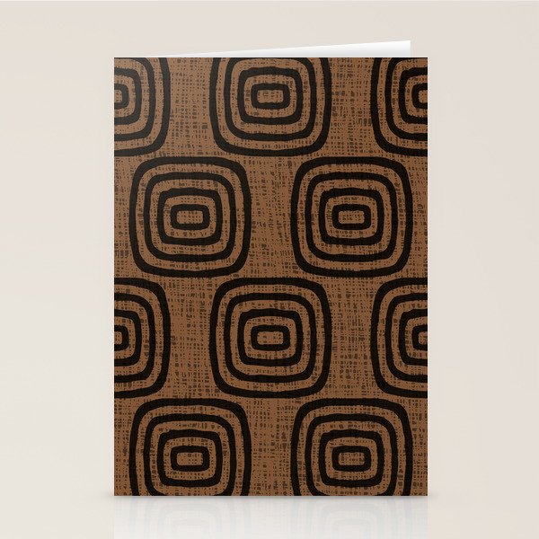 Mud Cloth Concentric Pattern 772 Black and Brown Stationery Card Gallery Image 2