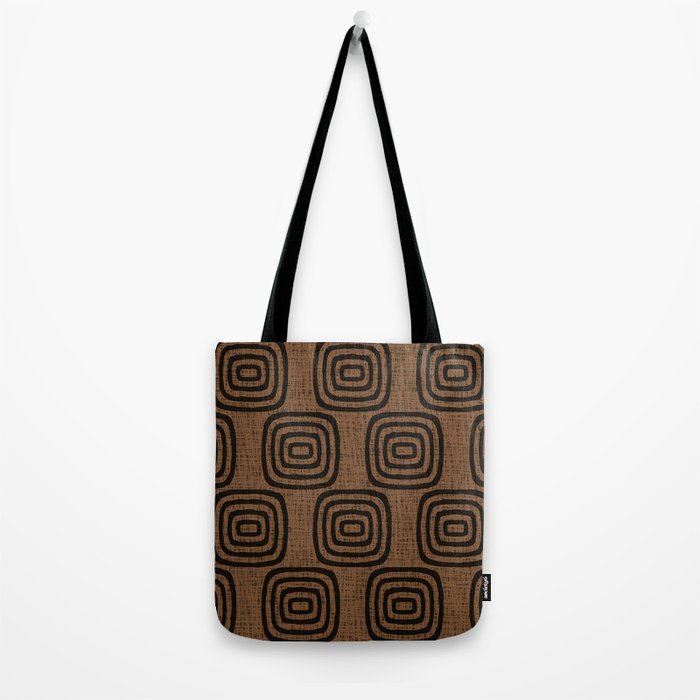 Mud Cloth Concentric Pattern 772 Black and Brown Tote Bag Gallery Image 2
