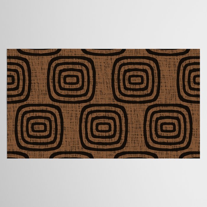 Mud Cloth Concentric Pattern 772 Black and Brown Tablecloth Gallery Image 2