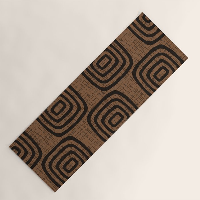 Mud Cloth Concentric Pattern 772 Black and Brown Yoga Mat Gallery Image 1