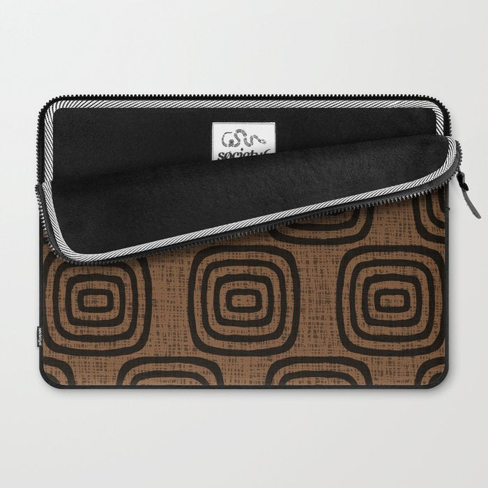 Mud Cloth Concentric Pattern 772 Black and Brown Laptop Sleeve Gallery Image 2