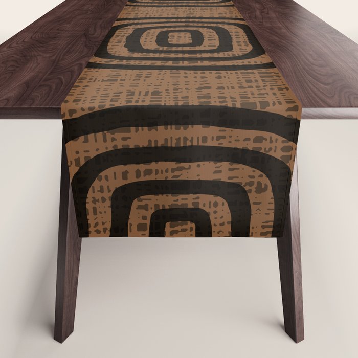 Mud Cloth Concentric Pattern 772 Black and Brown Table Runner Gallery Image 1