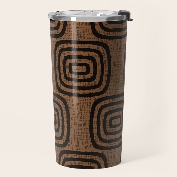 Mud Cloth Concentric Pattern 772 Black and Brown Travel Mug Gallery Image 2