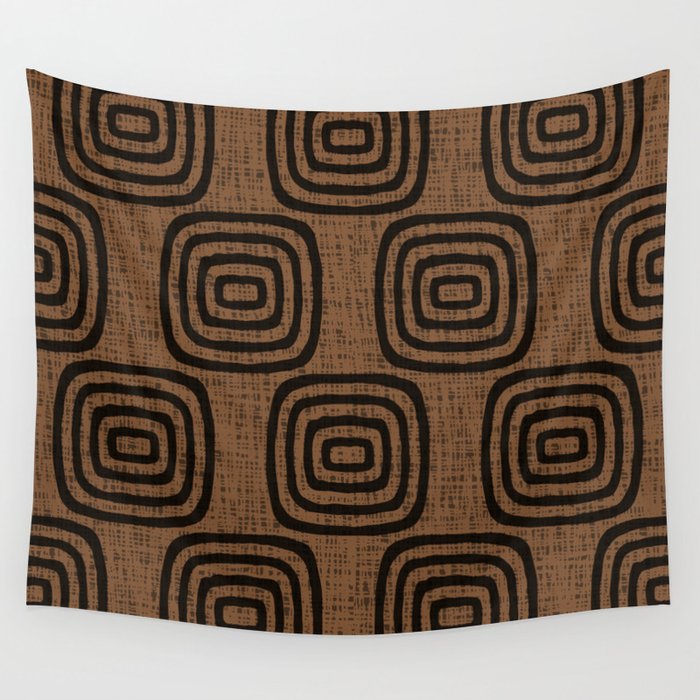 Mud Cloth Concentric Pattern 772 Black and Brown Wall Tapestry Gallery Image 4