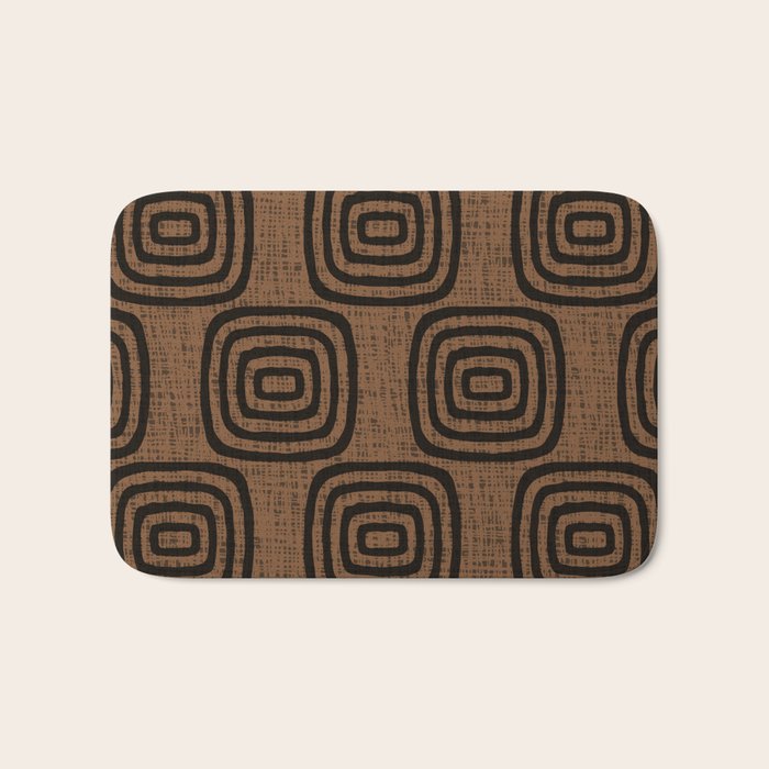 Mud Cloth Concentric Pattern 772 Black and Brown Bath Mat Gallery Image 1