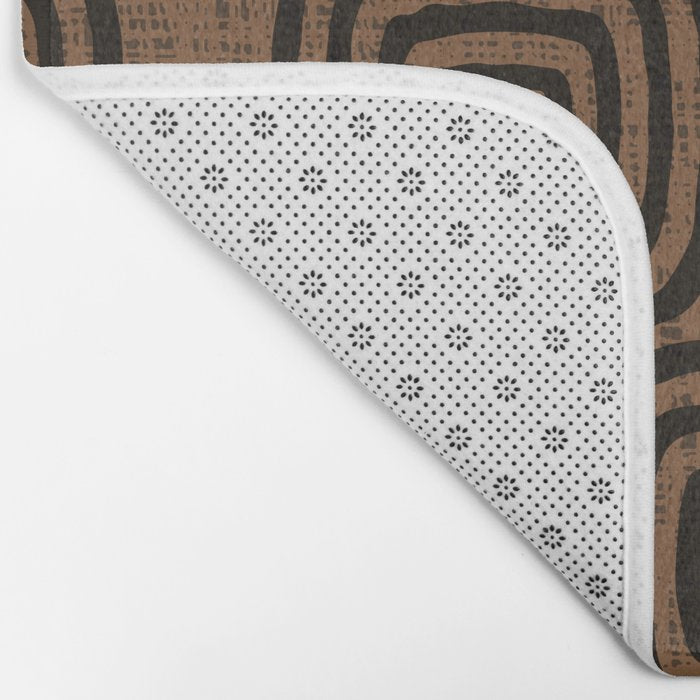 Mud Cloth Concentric Pattern 772 Black and Brown Bath Mat Gallery Image 2