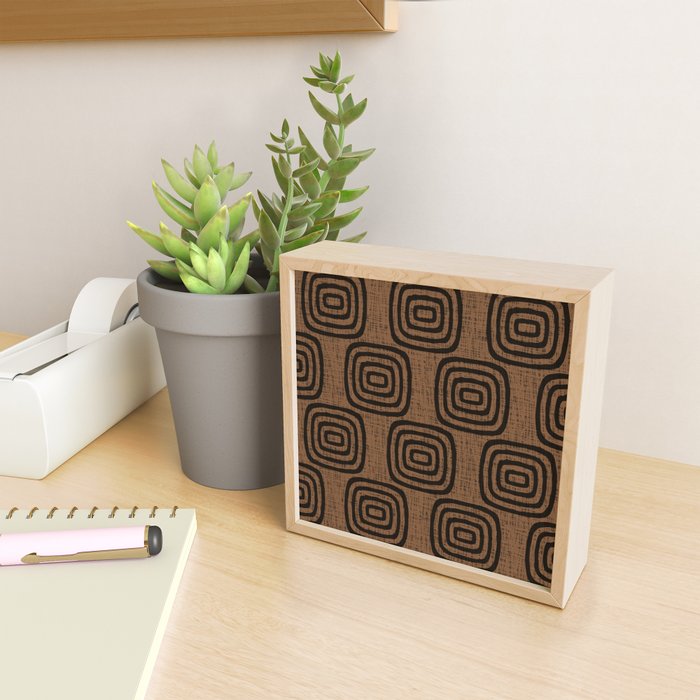 Mud Cloth Concentric Pattern 772 Black and Brown Mini Art Print Gallery Image 2