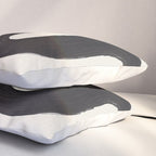 Minimalist Abstract Art Smoke Genie In The Lamp Mythical Magical Ink Art Black & White Pillow Sham Gallery Image 3