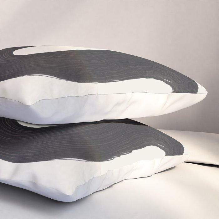 Minimalist Abstract Art Smoke Genie In The Lamp Mythical Magical Ink Art Black & White Pillow Sham Gallery Image 3