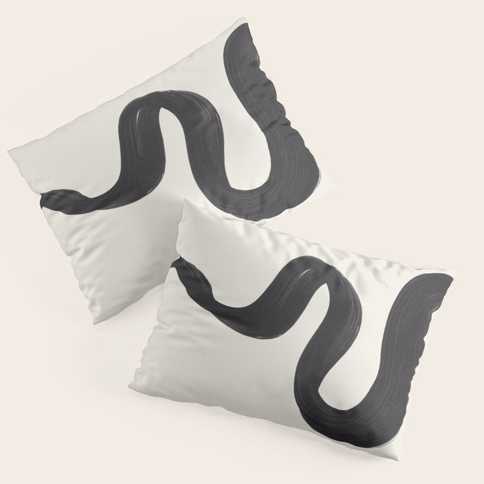 Minimalist Abstract Art Smoke Genie In The Lamp Mythical Magical Ink Art Black & White Pillow Sham Gallery Image 3