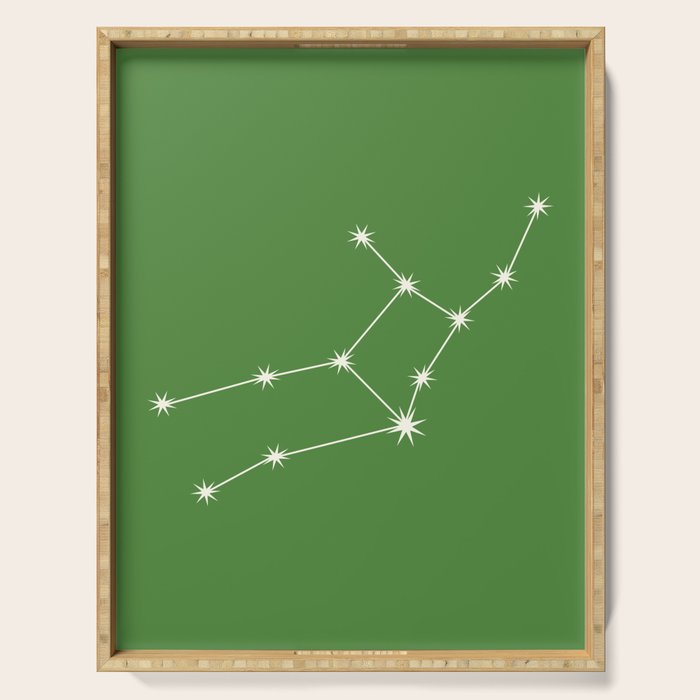 Virgo Zodiac Star Constellation Line Art Kelly Green Serving Tray Gallery Image 1