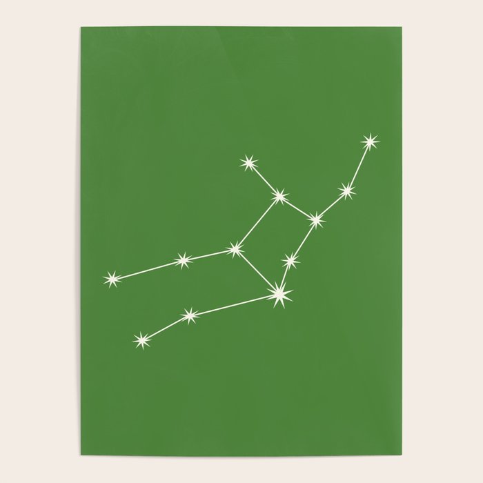 Virgo Zodiac Star Constellation Line Art Kelly Green Poster Gallery Image 4